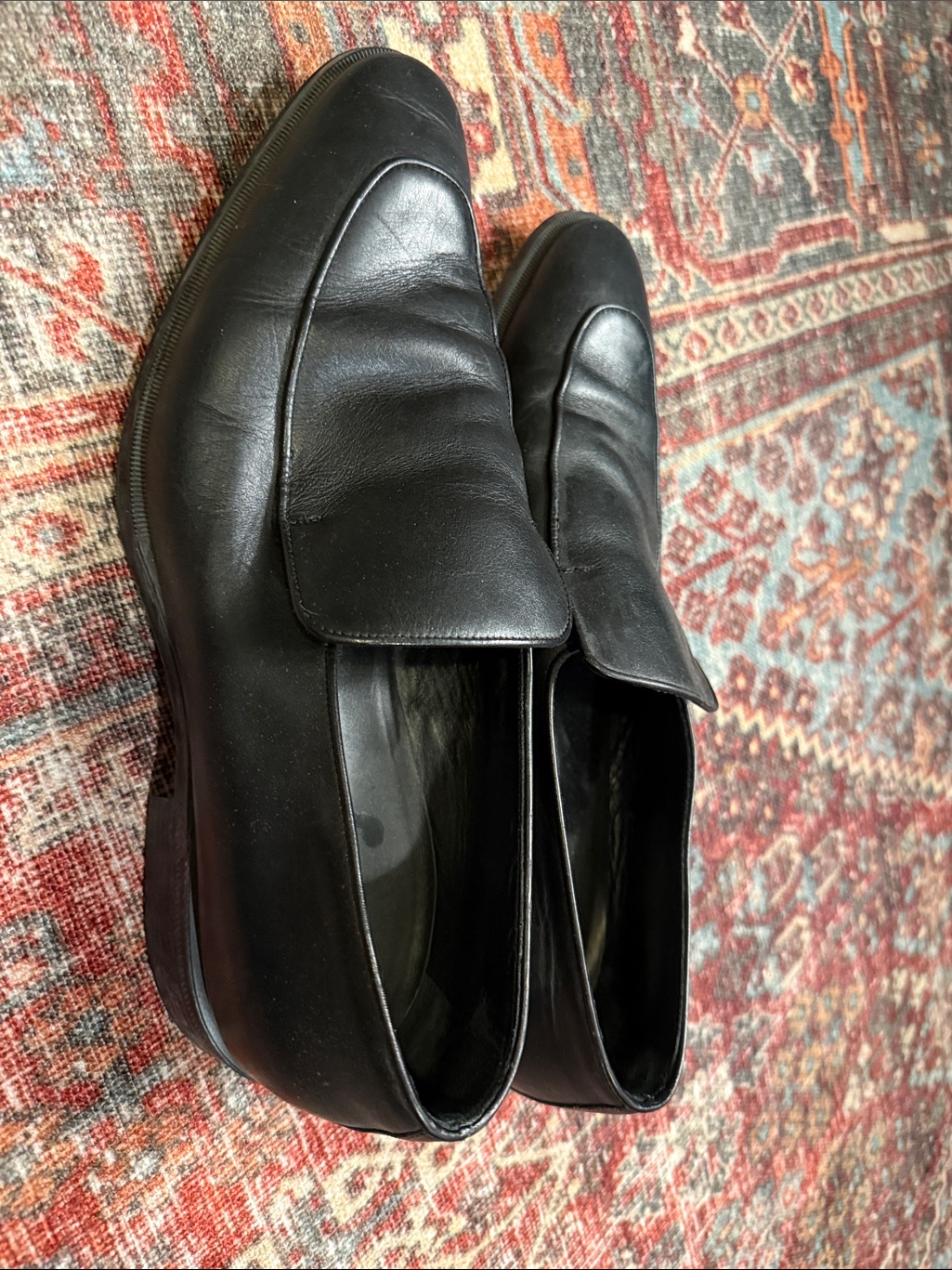 Giorgio Armani Black Leather Slip-On Loafers Size 12 Mens